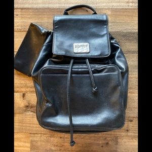 Vintage Esprit Black Backpack w/ Sunglasses Case